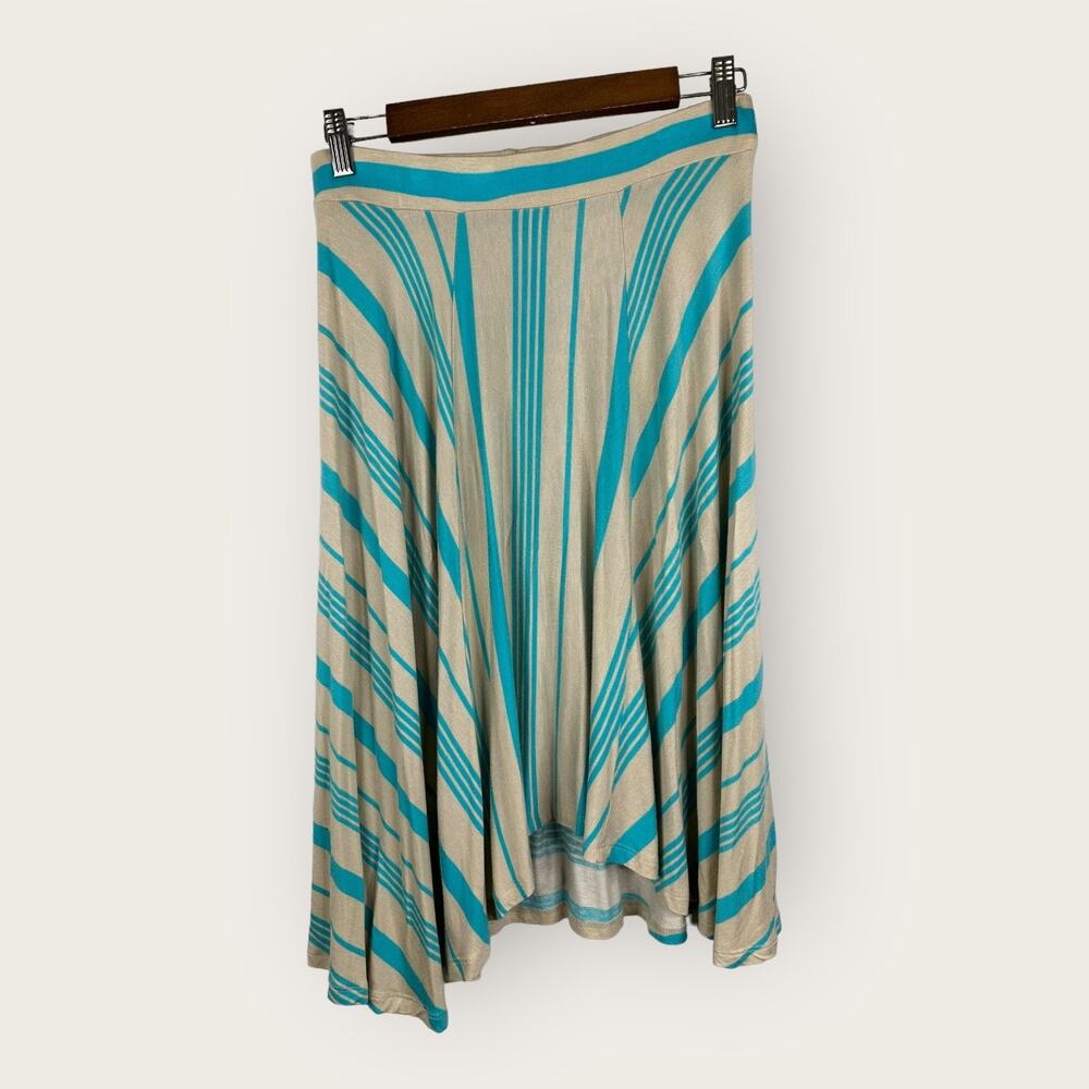 Stem Womens size XS Pull On Striped Skirt Beachy Coastal Lagenlook Stretch Blue